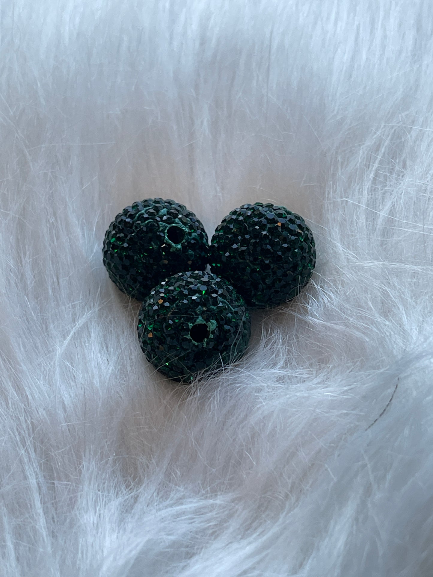 18mm Rhinestone Bead- Dark Green