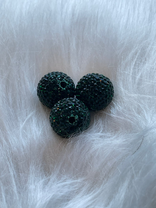 18mm Rhinestone Bead- Dark Green