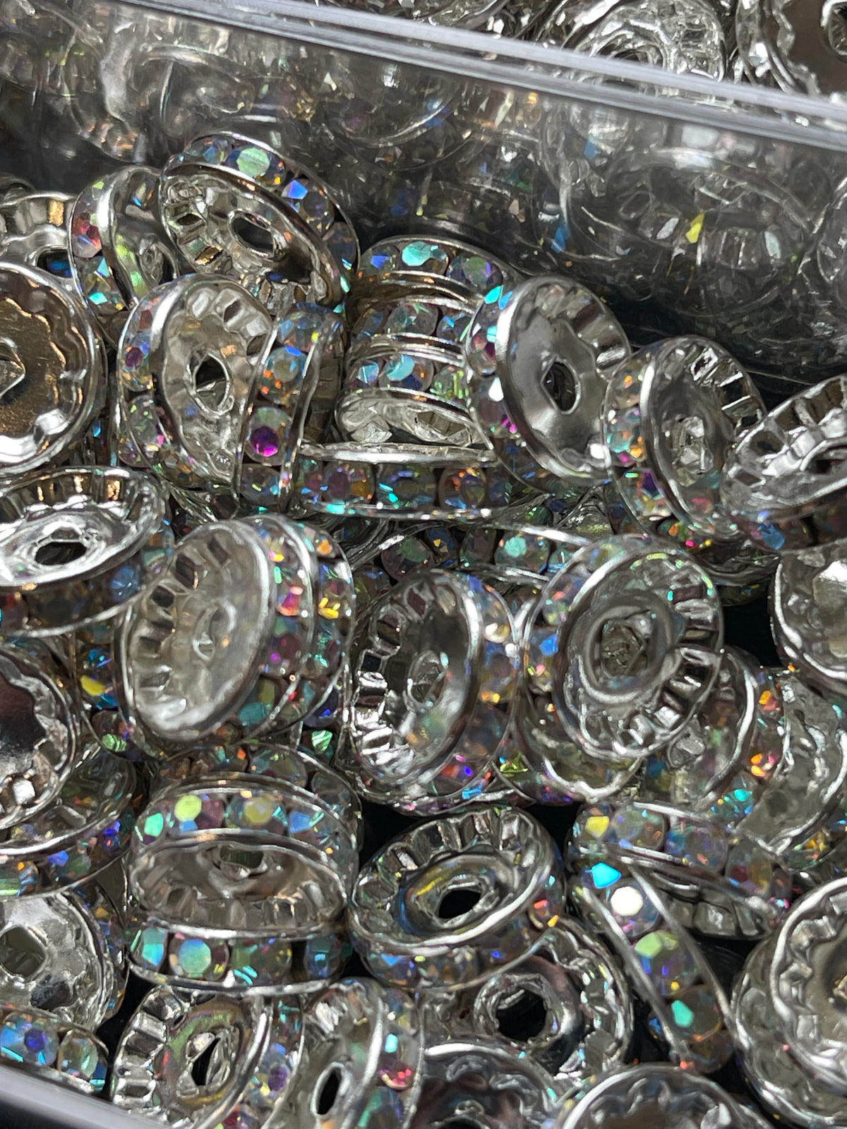 12 mm SPACERS- GOLD & Silver w/ ABS RHINESTONES