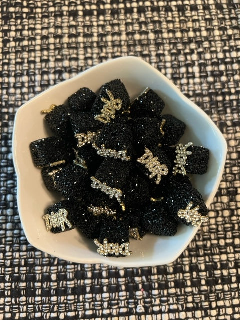 BLING BLACK RHINESTONE CUBE D'S