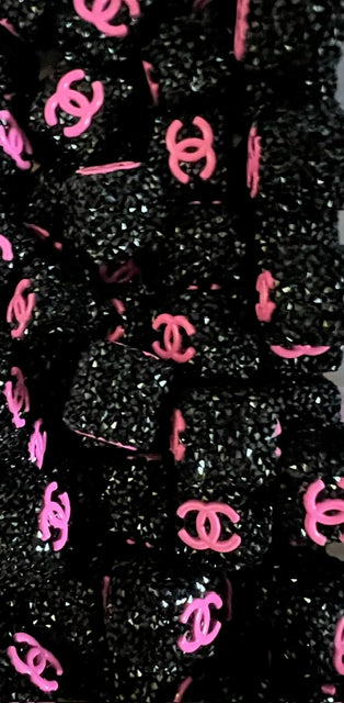 BLING BLACK RHINESTONE CUBE C'S (hot pink LIMITED)