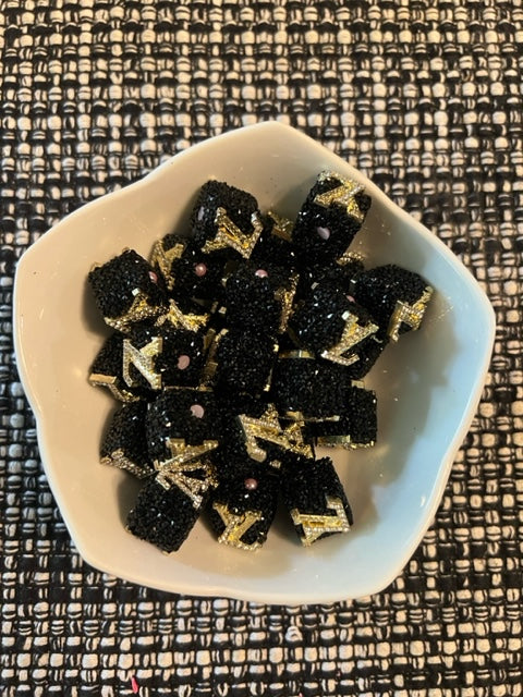 BLING BLACK RHINESTONE CUBE L'S