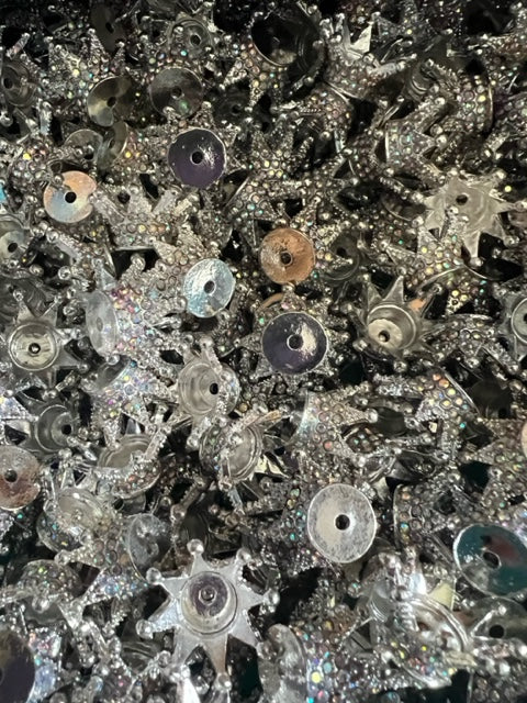 METAL SILVER CROWN SPACERS WITH RHINESTONES