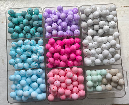 15mm SILICONE BEADS- SWIRLy Marble (10 Options)