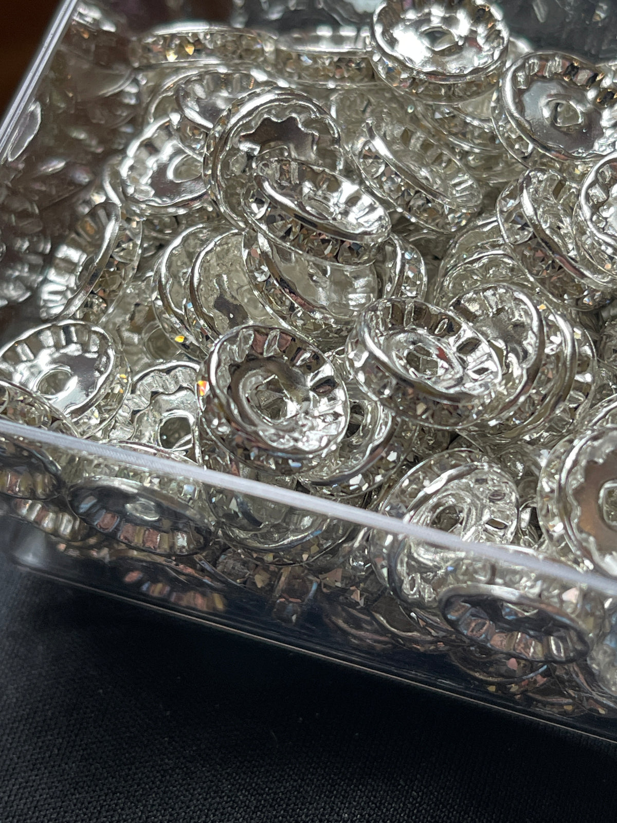12 mm SPACERS- GOLD & Silver w/ ABS RHINESTONES