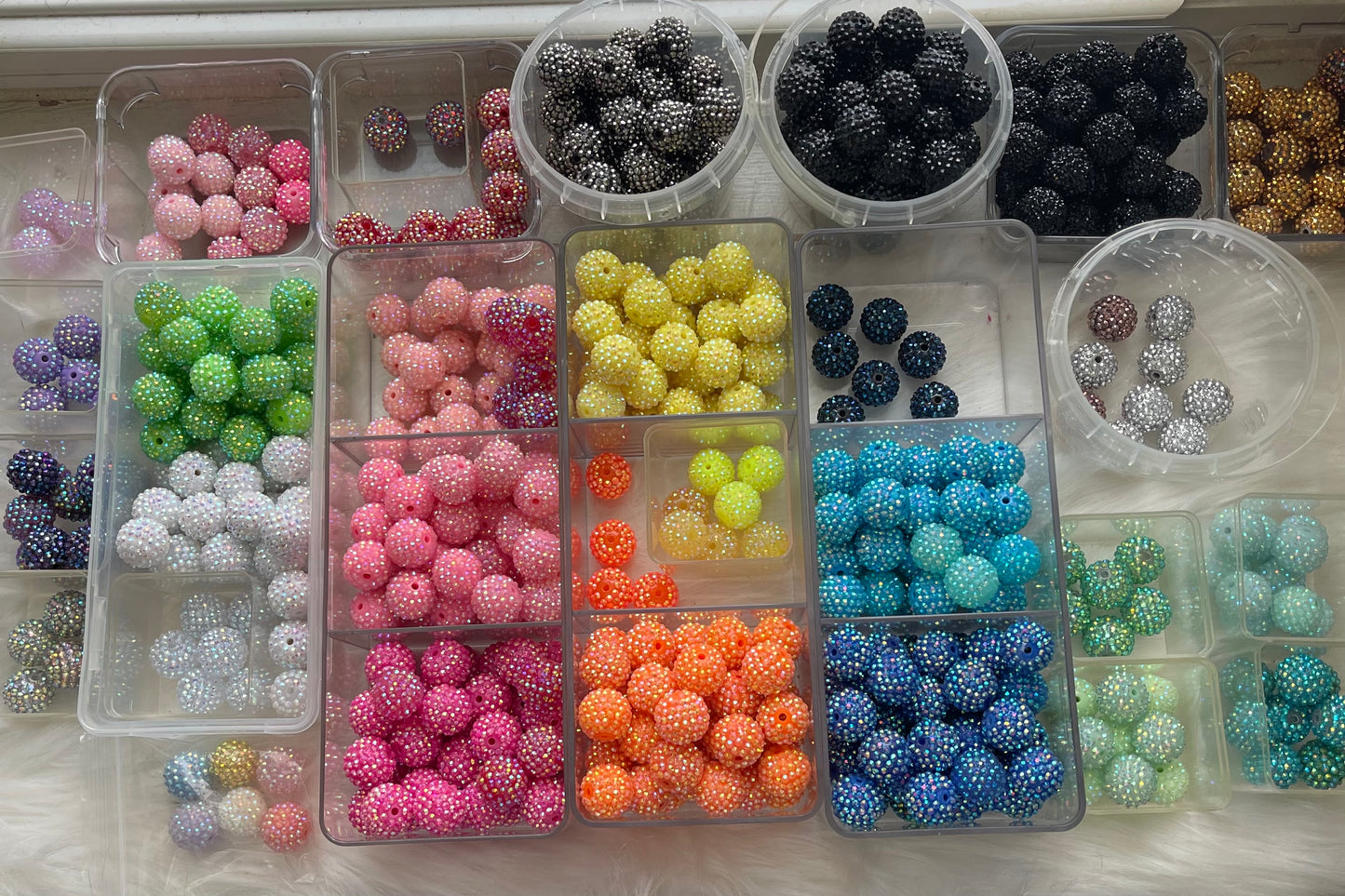 20mm CHUNKY ABS RHINESTONE Beads- Solids (33 Options)