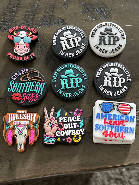 SILICONE FOCAL - Cowboy/Southern Theme-Low Inventory Clearance)