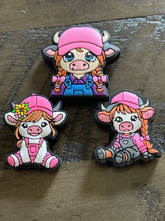 SILICONE FOCAL - Pink Cowgirl w/ Suspenders Overalls