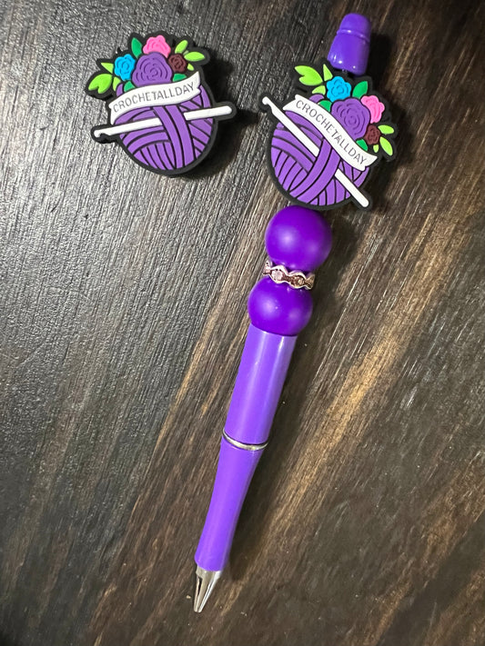 SILICONE FOCALS- CROCHET ALL DAY (2 COLORS) (FOCAL ONLY-PEN/KEYCHAIN sold separately)