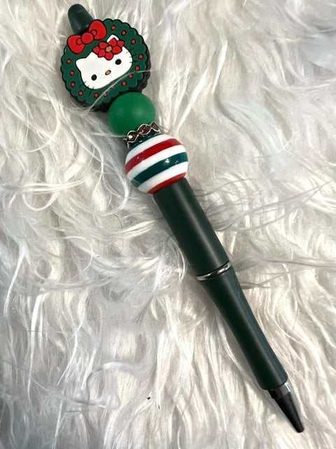 CUSTOM PREMADE Clearance PEN-CHRISTMAS -HK WREATH-BLACK PEN COMPLETE
