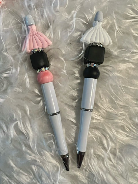 CUSTOM PREMADE Clearance PEN SET- 1 PINK and 1 WHITE WEDDING DRESS COMBO SET