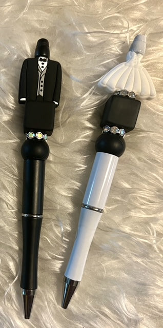 CUSTOM PREMADE Clearance PEN SET-WEDDING COMBO WHITE DRESS and Tuxedo set of 2 COMPLETE
