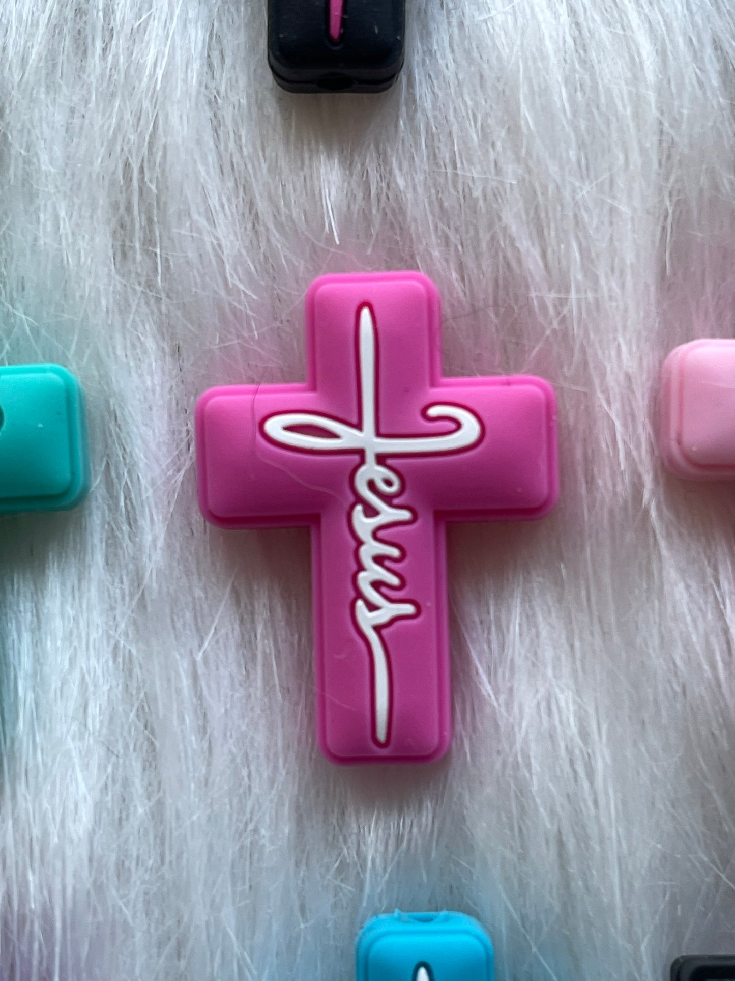 SILICONE FOCAL- Cross, Jesus, Faith (18 Options & Discount Scoops)