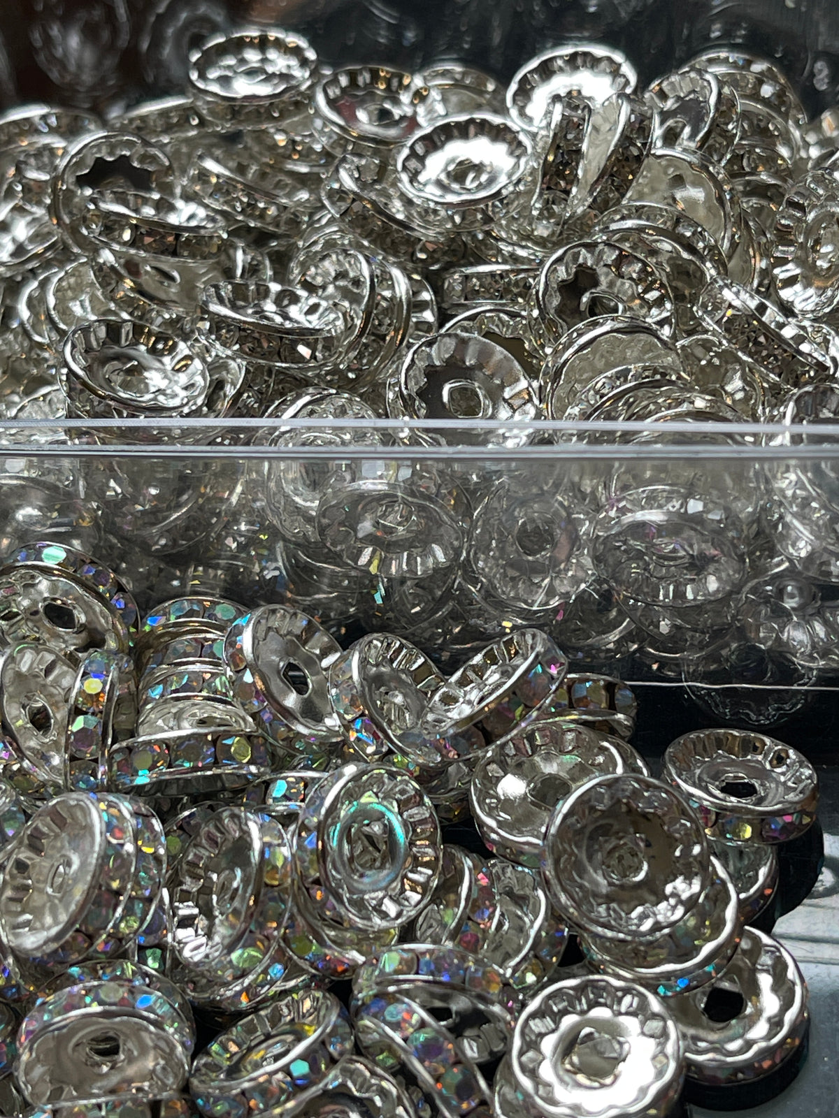 12 mm SPACERS- GOLD & Silver w/ ABS RHINESTONES