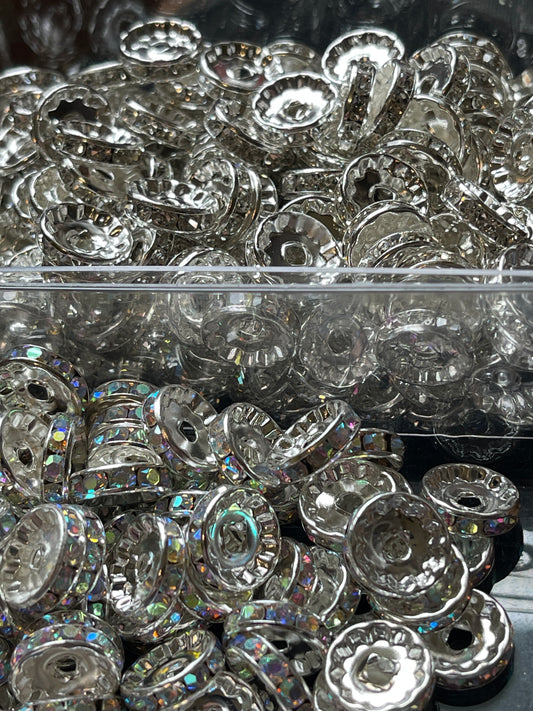12 mm SPACERS- GOLD & Silver w/ ABS RHINESTONES