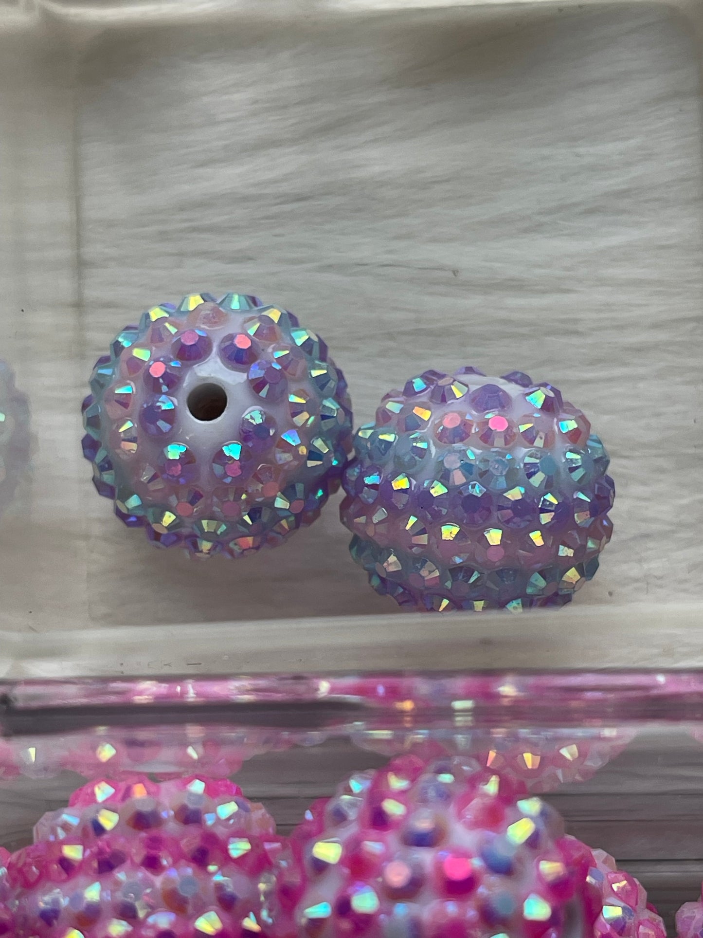 20mm CHUNKY RHINESTONE Bead- Stripes (9 Options)