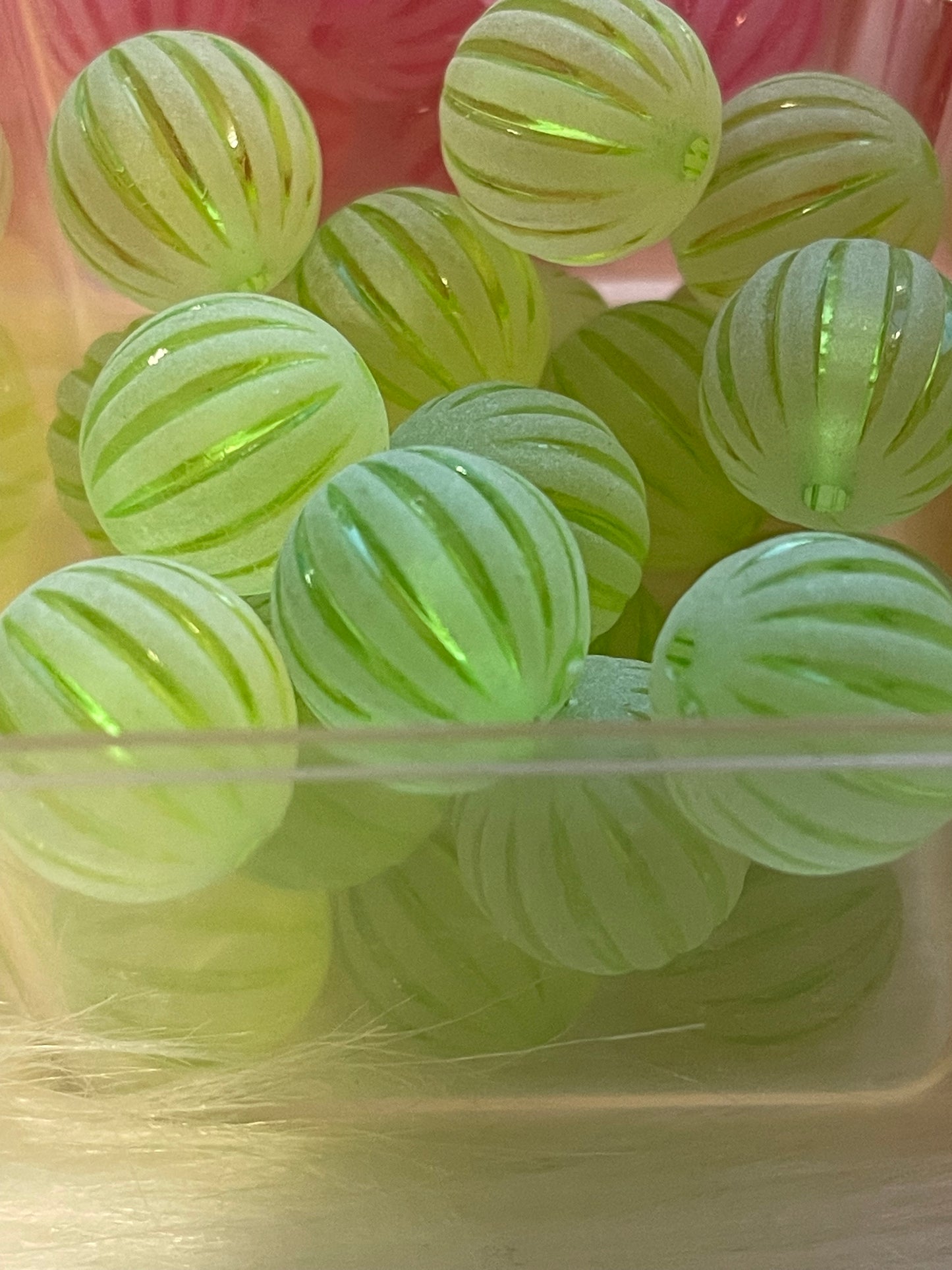 15mm ACRYLIC BEAD- STRIPE Style (9 COLOR OPTIONS)