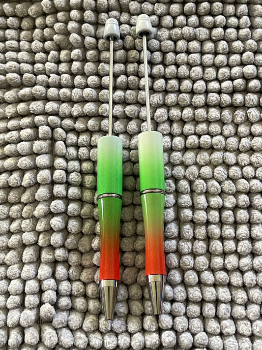 PEN BLANK Lt Green Cream/Red Glitter Ombre