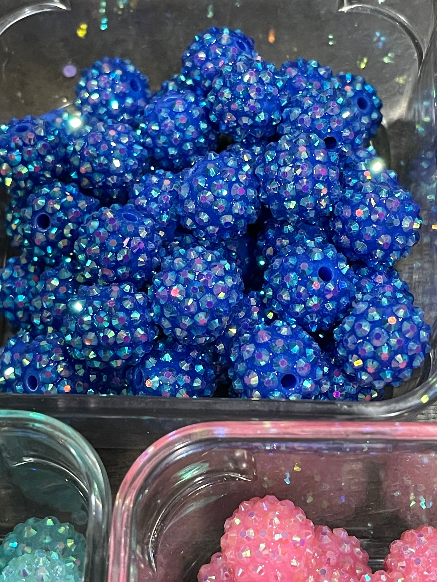 16mm CHUNKY RHINESTONE SHINY bubblegum Bead (8 Color Options)