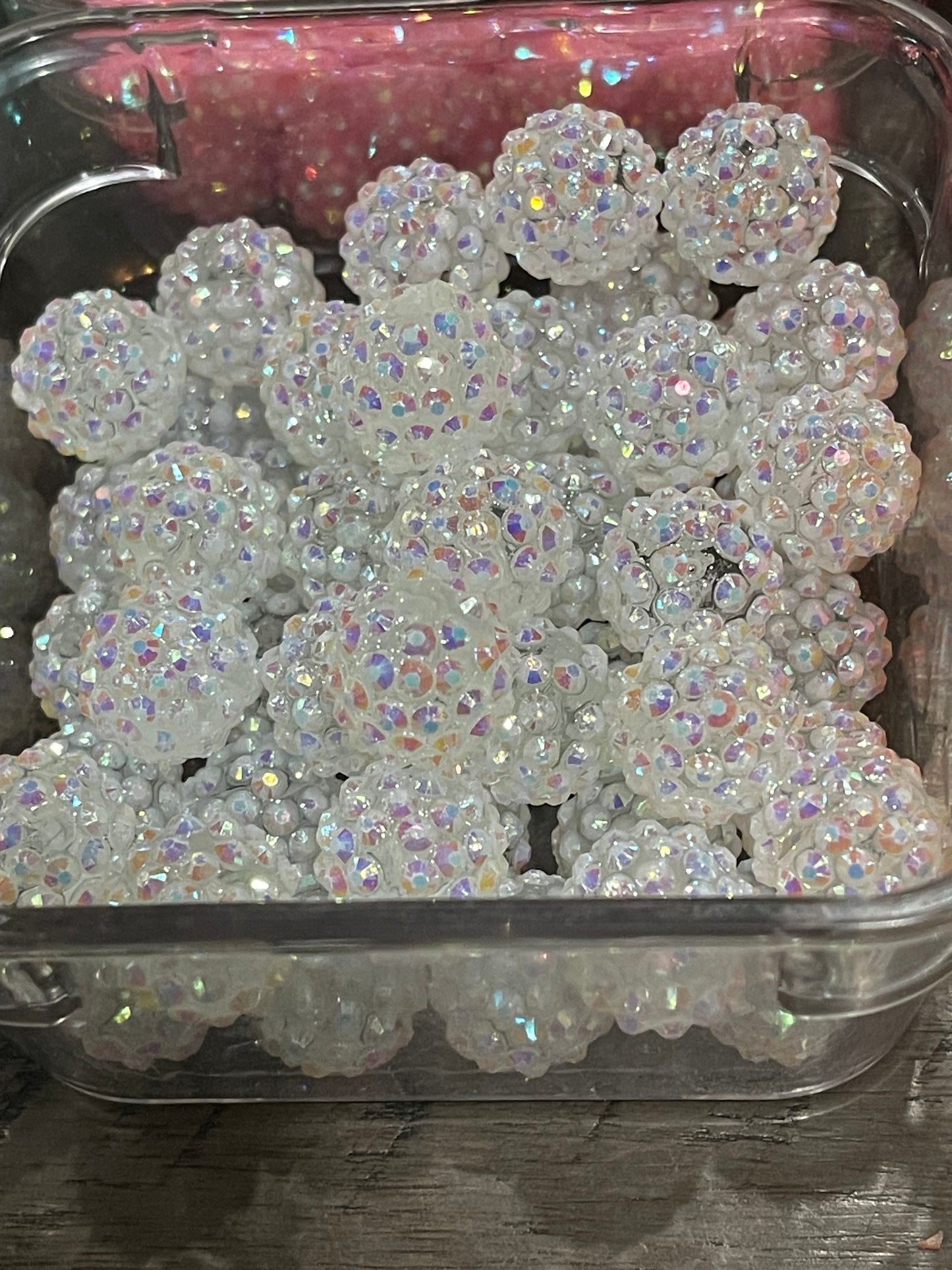 16mm CHUNKY RHINESTONE SHINY bubblegum Bead (8 Color Options)