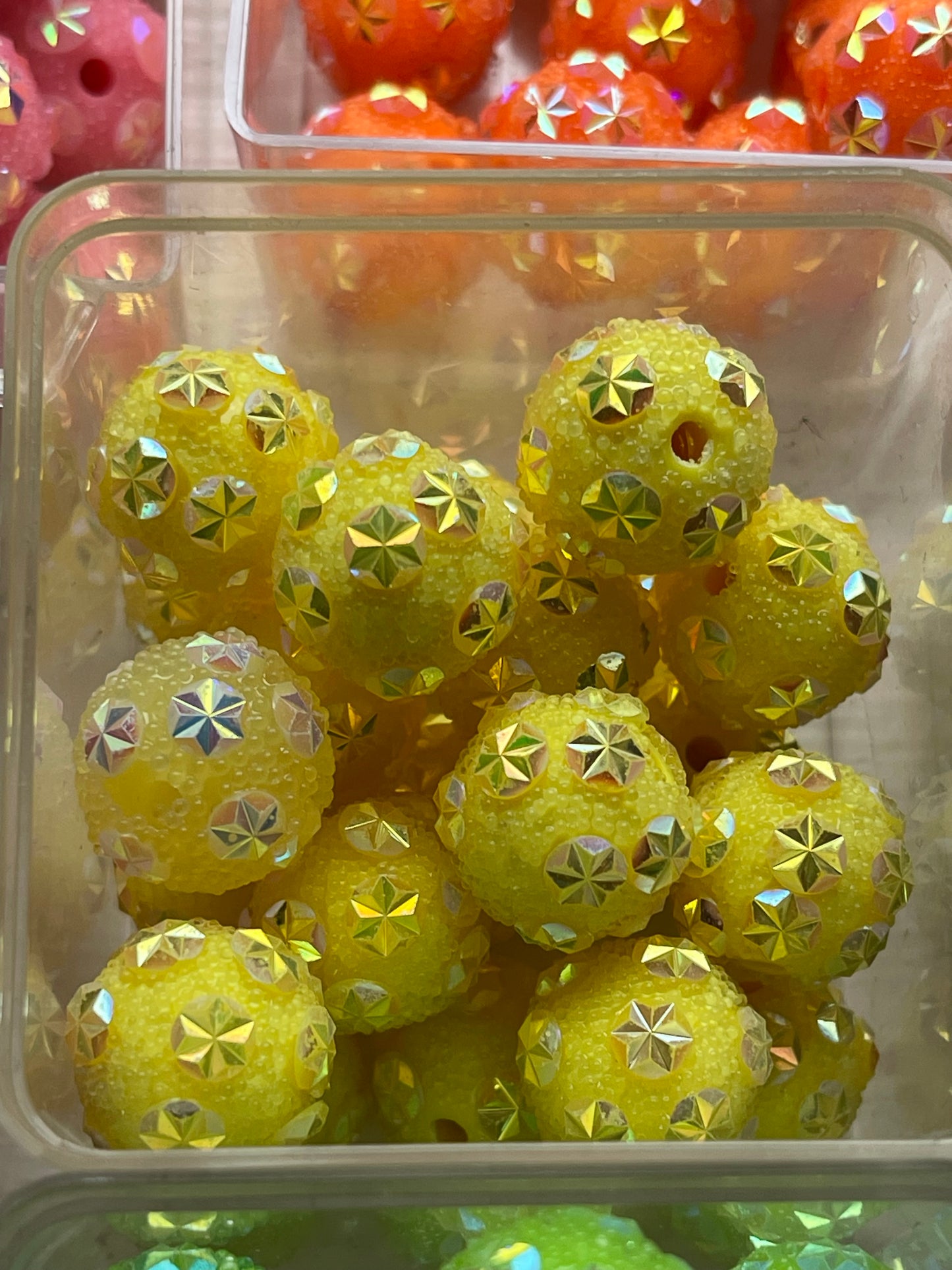 15mm Acrylic Sugar BEADS with STARS (16 Color Options)