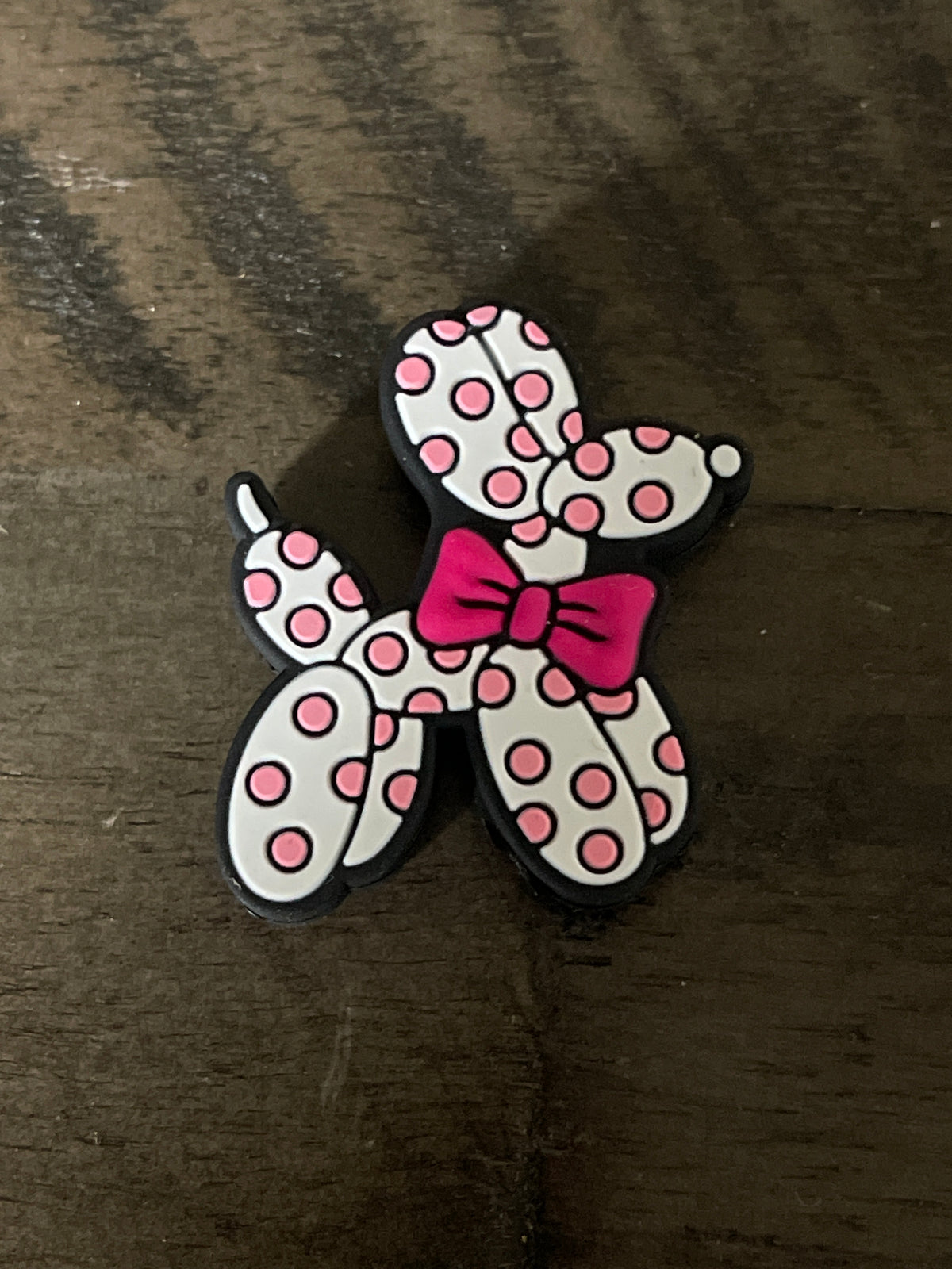 SILICONE FOCAL- balloon animal – pink polkadot poodle