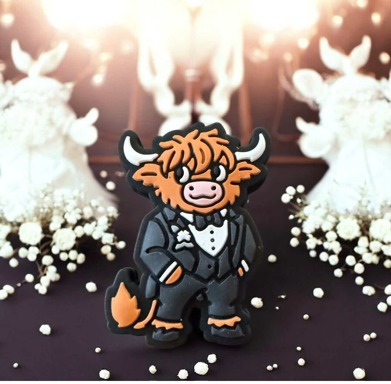 SILICONE FOCAL-TUXedo Dress Wedding Highland Cow