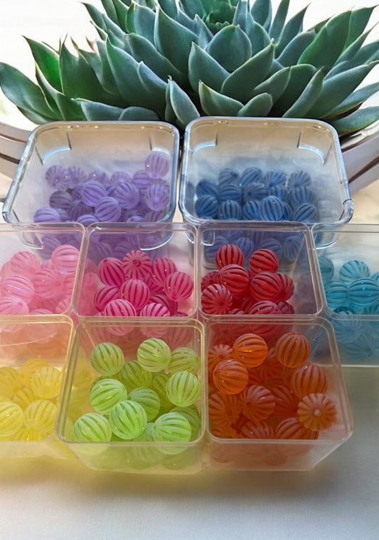 15mm ACRYLIC BEAD- STRIPE Style (9 COLOR OPTIONS)