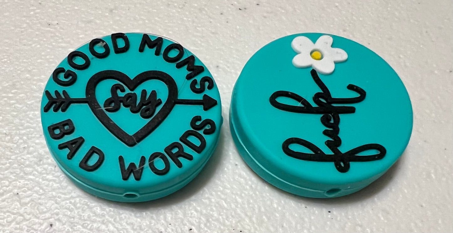 SILICONE FOCALS- GOOD MOMS SAY BAD WORDS (SIDE 1) F__K(SIDE 2) (3 OPTIONS)
