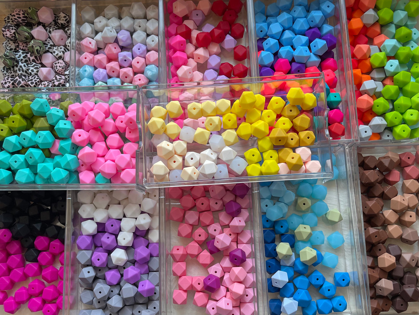 14.3mm SILICONE HEX BEADS (62 Options & Discount Scoop)