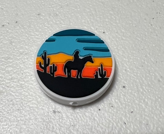 SILICONE FOCAL- cowboy horse sunset