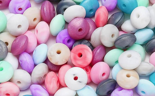 SILICONE Lentil BEAD SPACERS - Random Mix of 10