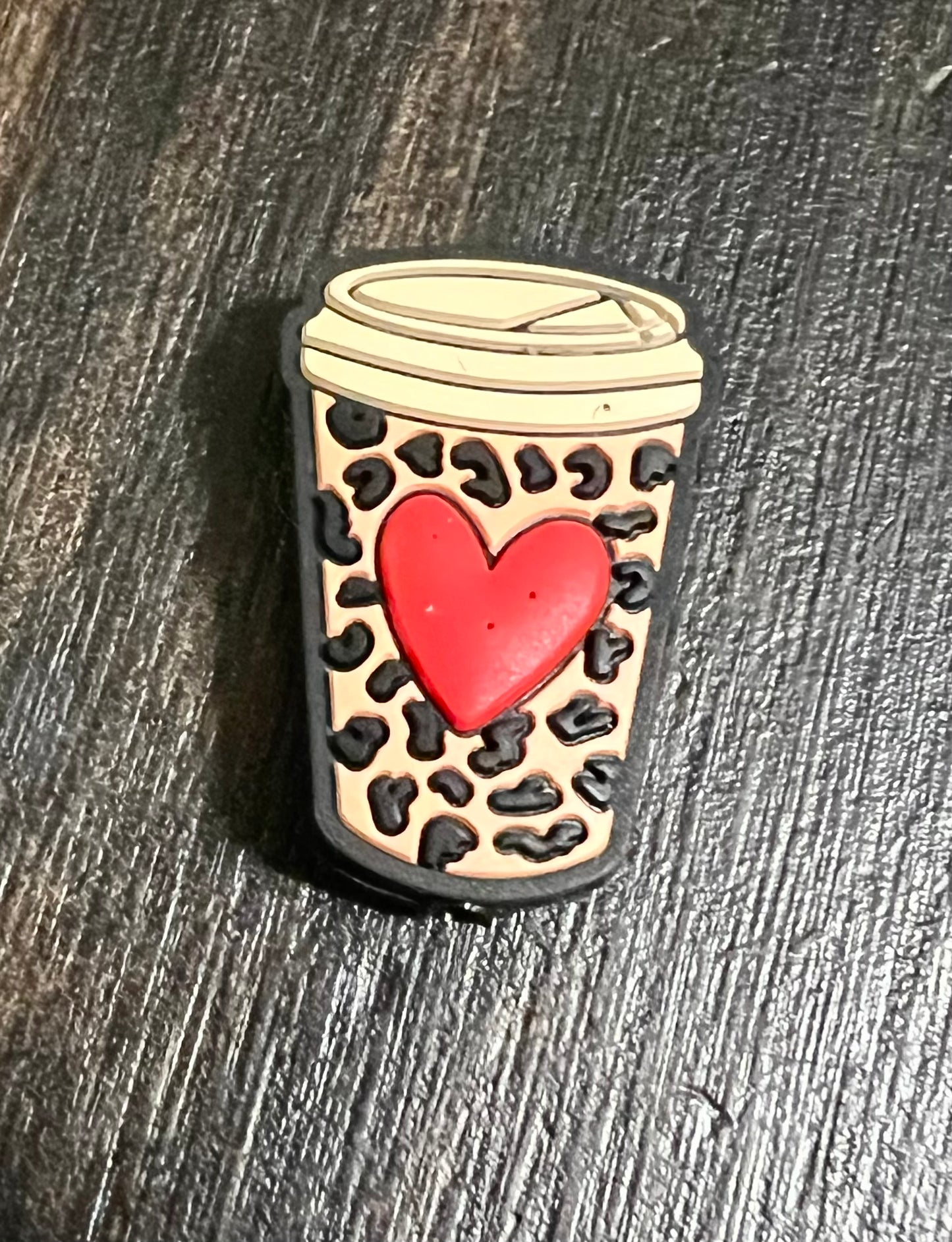 SILICONE FOCAL- coffee Leopard Heart