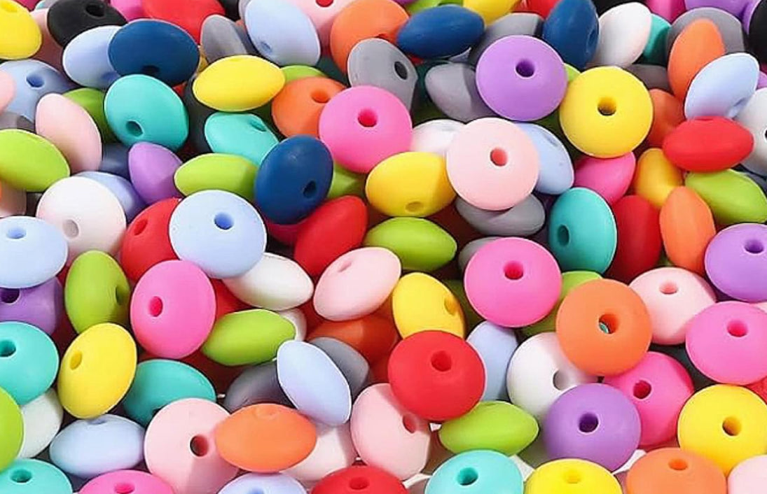 SILICONE Lentil BEAD SPACERS - Random Mix of 10