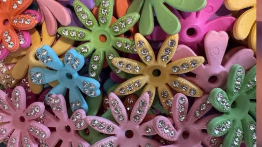 SPACERS-28mm acrylic flower spacer with rhinestones