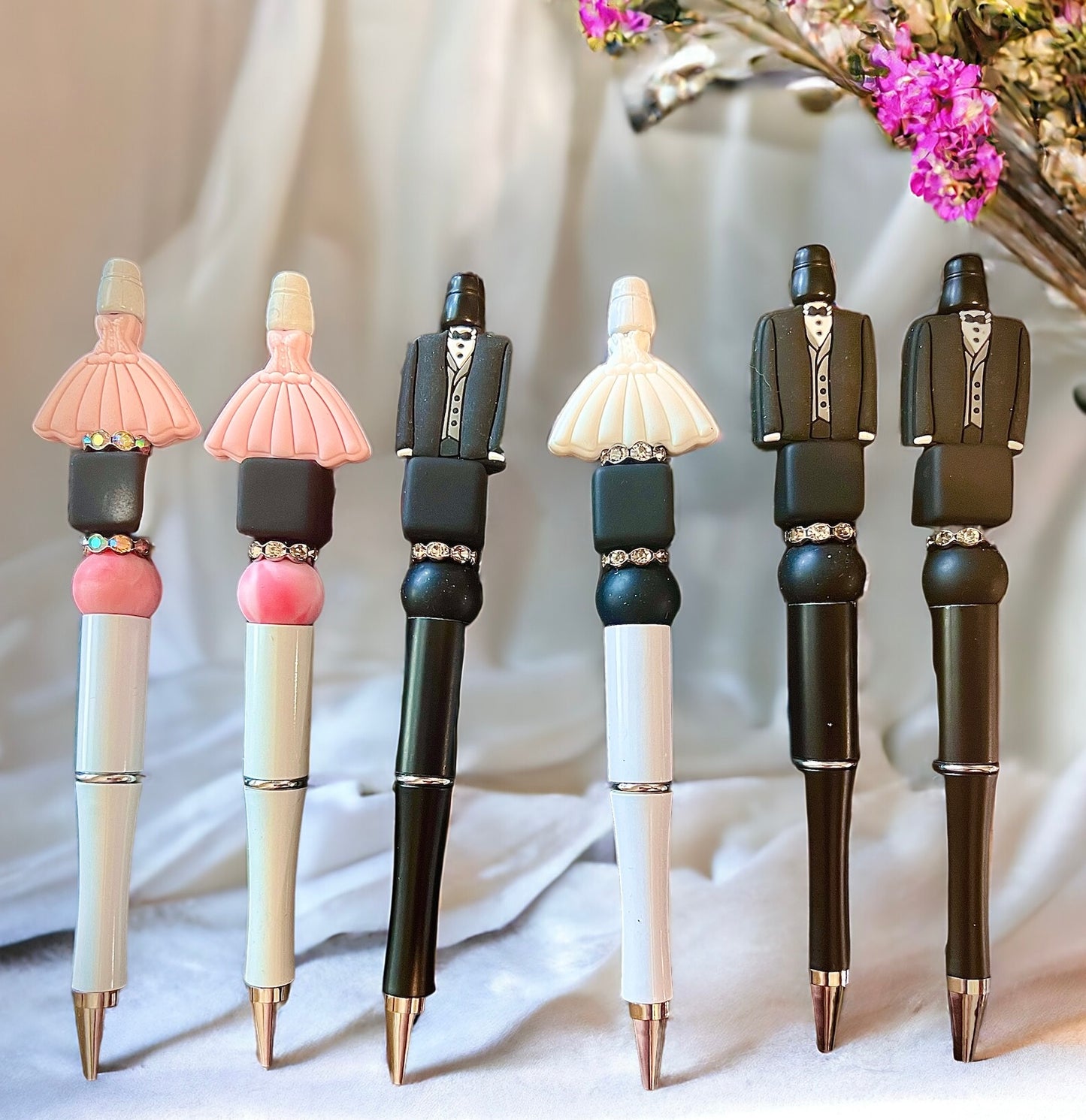 CUSTOM PREMADE PEN CLEARANCE - PINK WEDDING DRESS-on white one COMPLETE