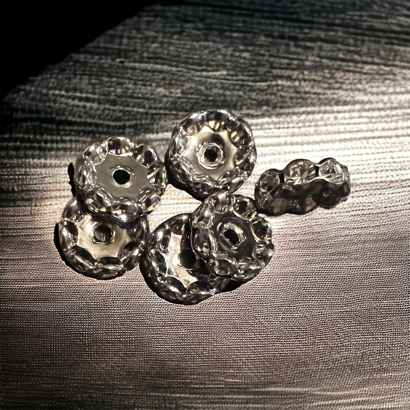 SPACERS-12mm TUNGSTEN WITH RHINESTONES (WAVY)