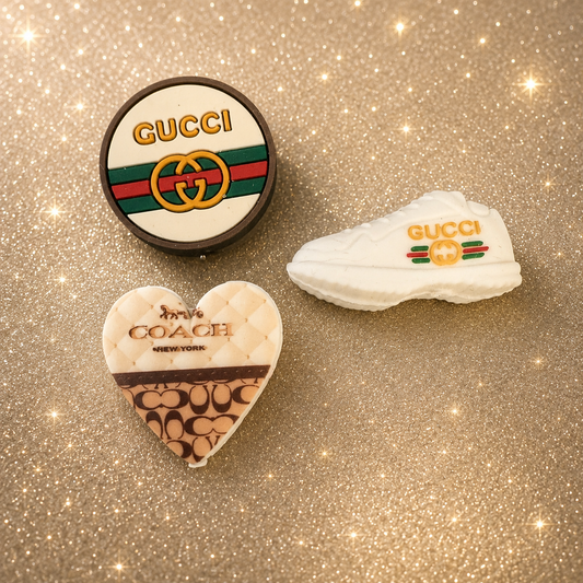 SILICONE FOCAL- Round, Heart, and shoe G’s, Coach, designer