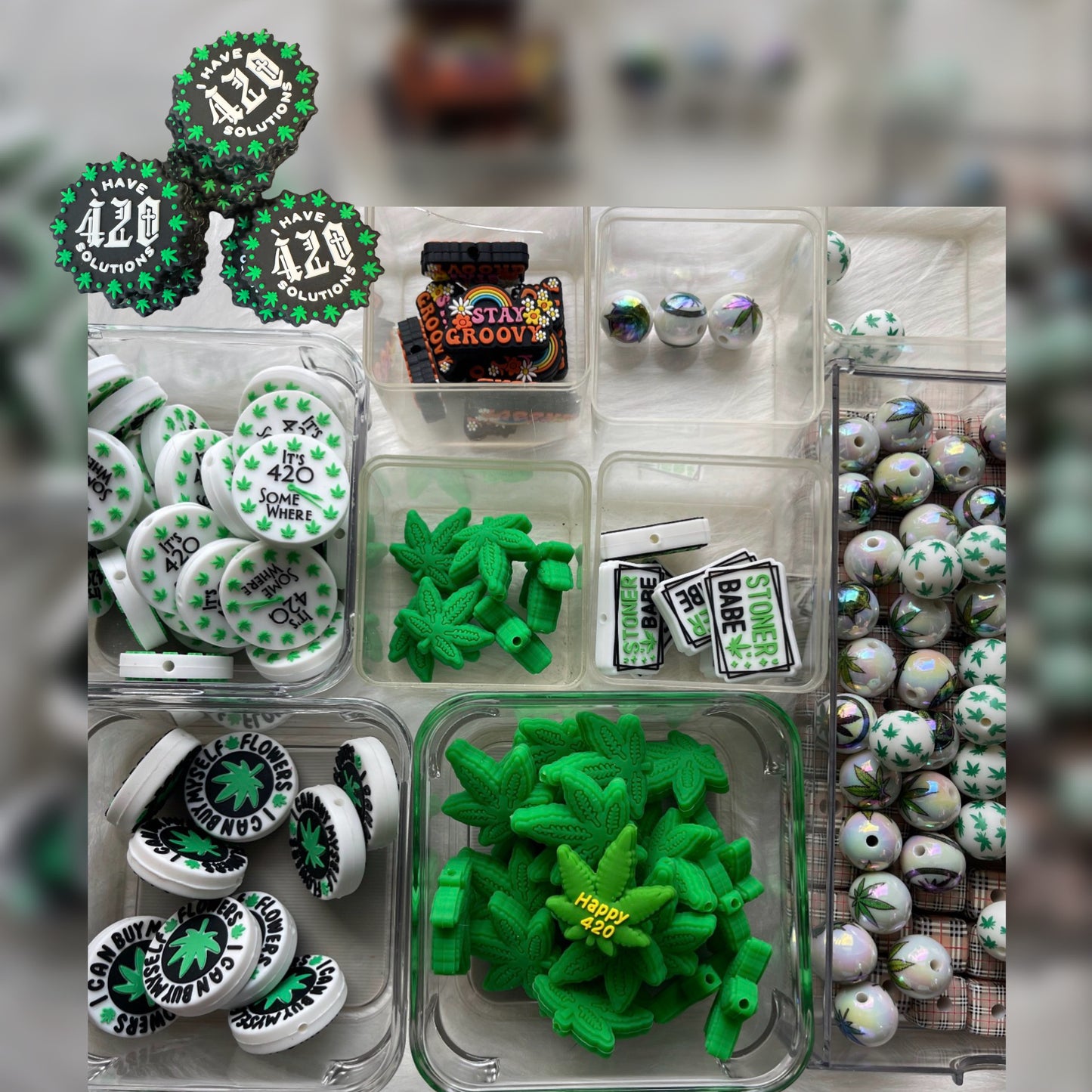 SILICONE FOCAL- Happy 420 Theme Weed Focals- (9 Options)