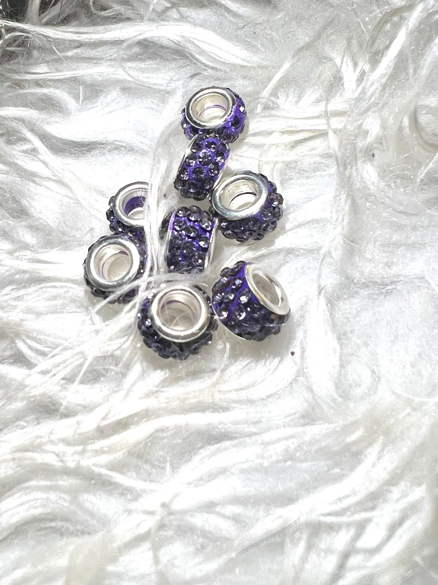 SPACERS-12mm RHINESTONES (Big Hole Thicks ) Purple(RHINESTONES SPREAD APART) 3 Color Variations