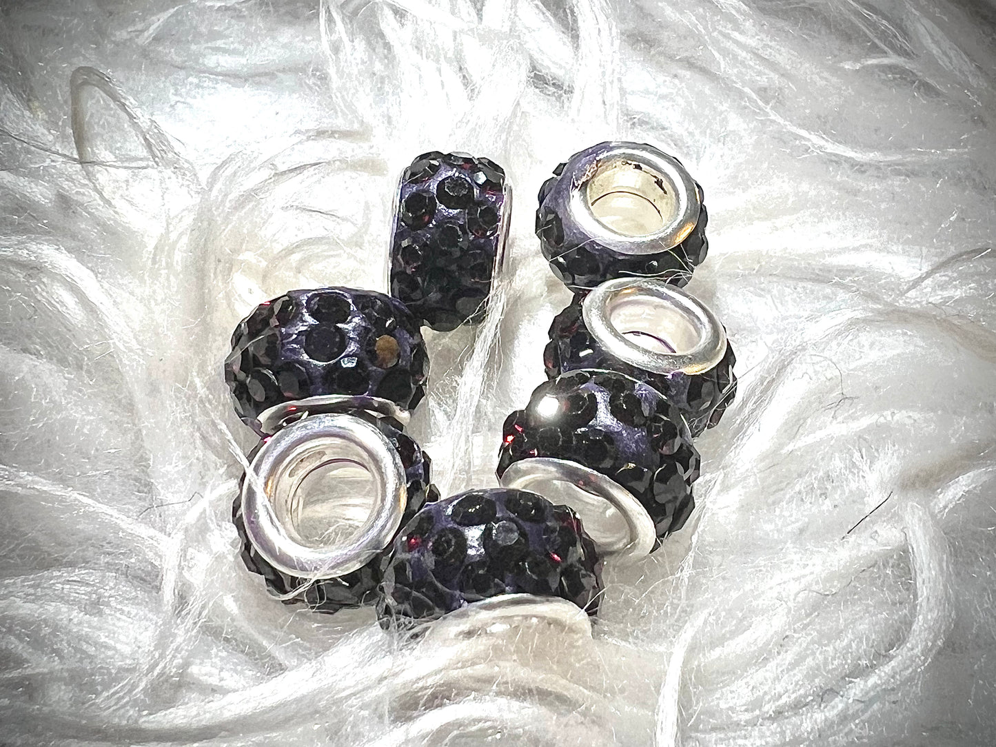 SPACERS-12mm RHINESTONES (Big Hole Thicks ) Purple(RHINESTONES SPREAD APART) 3 Color Variations