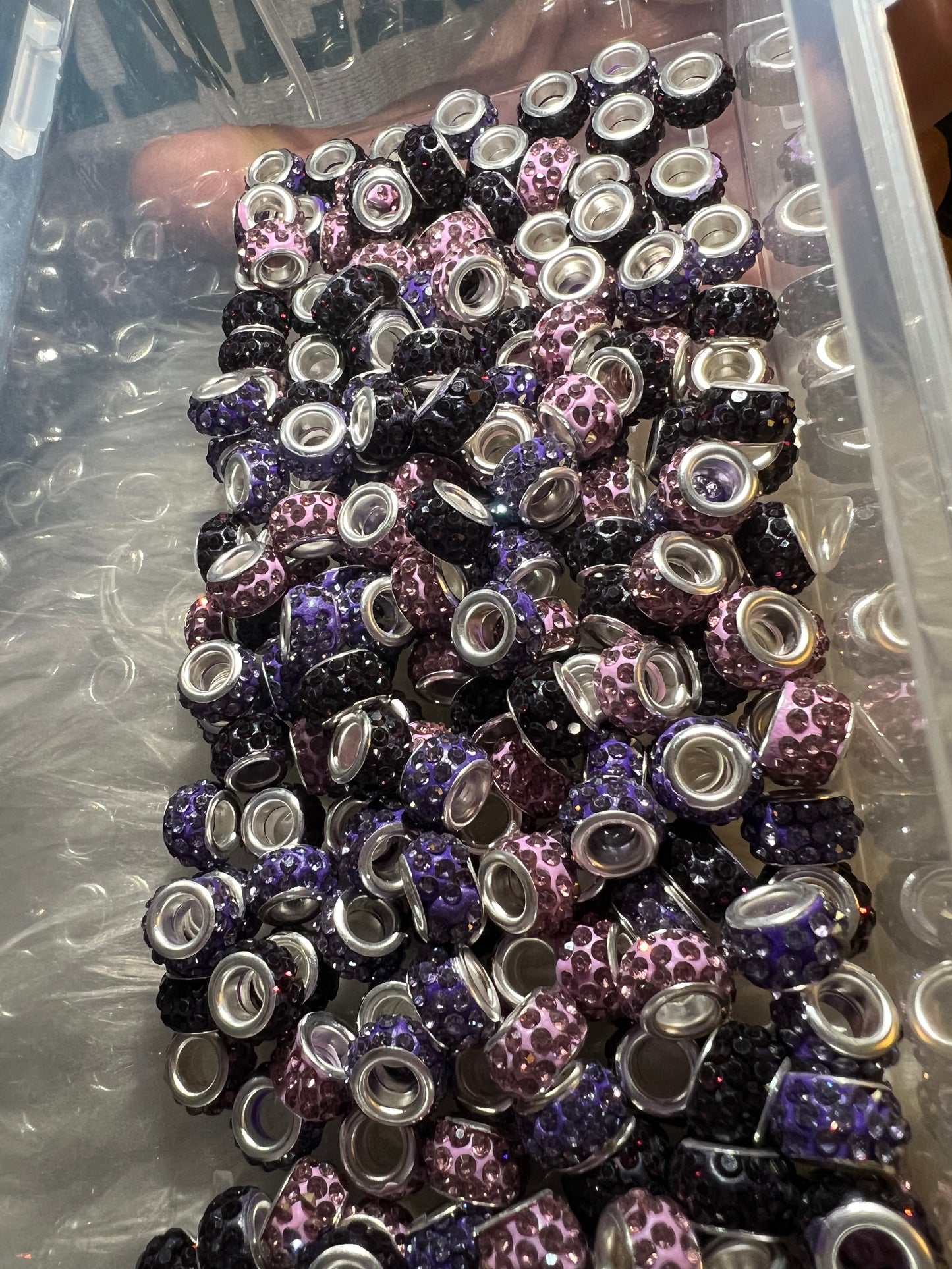 SPACERS-12mm RHINESTONES (Big Hole Thicks ) Purple(RHINESTONES SPREAD APART) 3 Color Variations