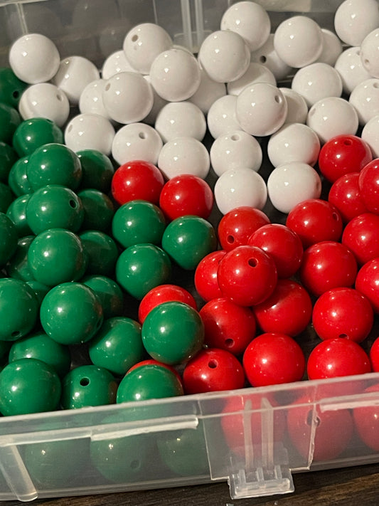 16mm ACRYLIC BEAD SOLID Christmas COLORS (3 Variations)