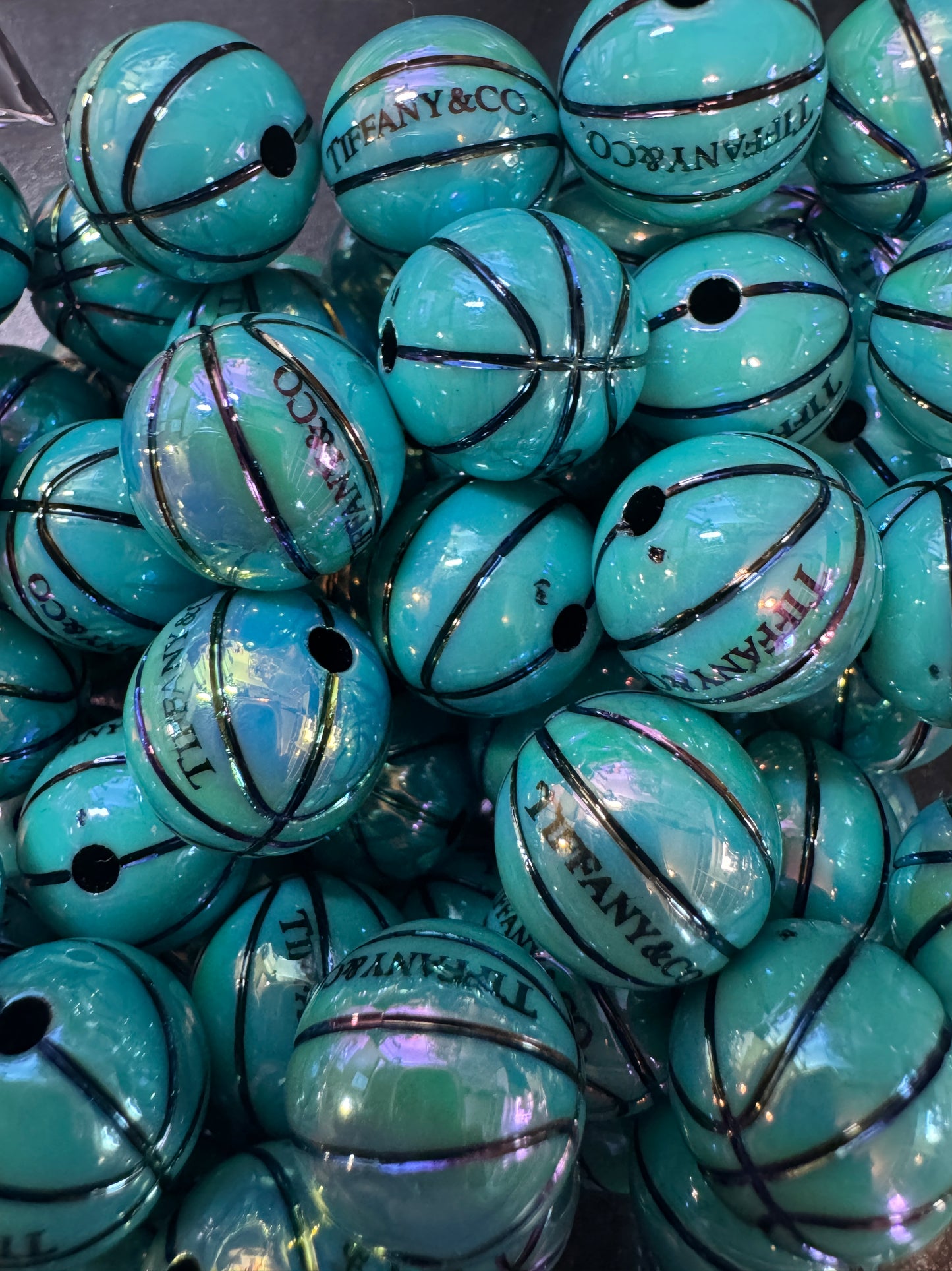 ACRYLIC BEAD or Heart-TIFF (15mm Basketball/Baseball or 23x20mm Heart)