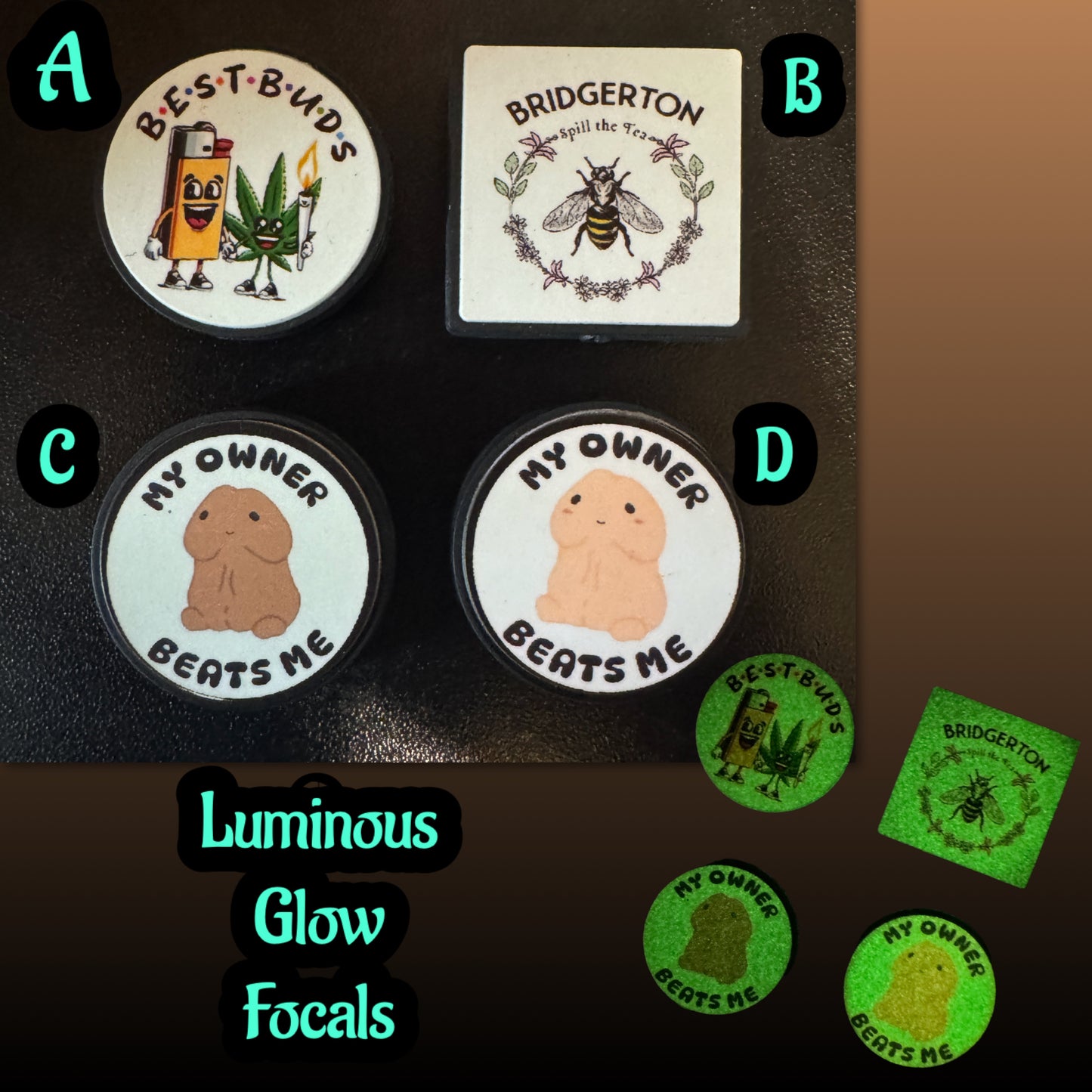 SILICONE FOCAL- Luminous Printed Focal Beads