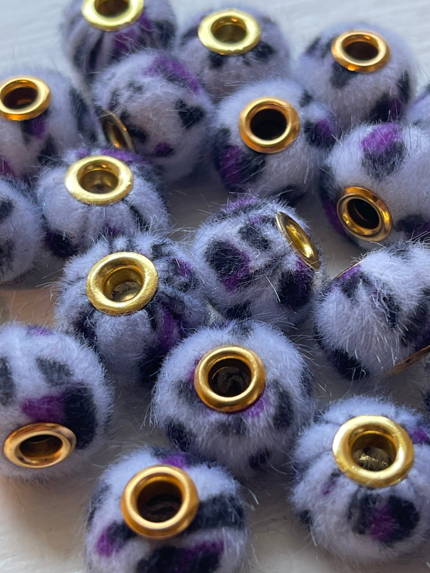 Spacers- 14mm Fuzzy leopard prints (4 COLOR OPTIONS)