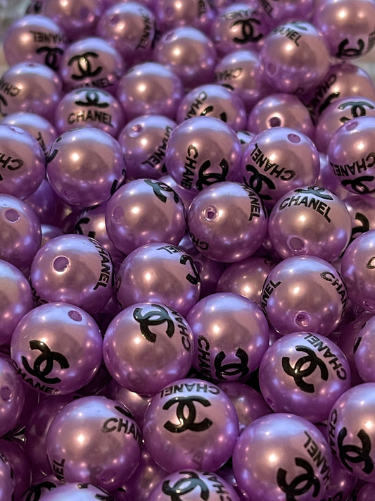 15mm ACRYLIC BEAD- C'S  (LAVENDER FAUX PEARL)