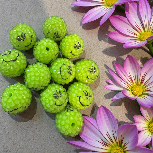 20mm CHUNKY RHINESTONE bubblegum Bead- Grinch