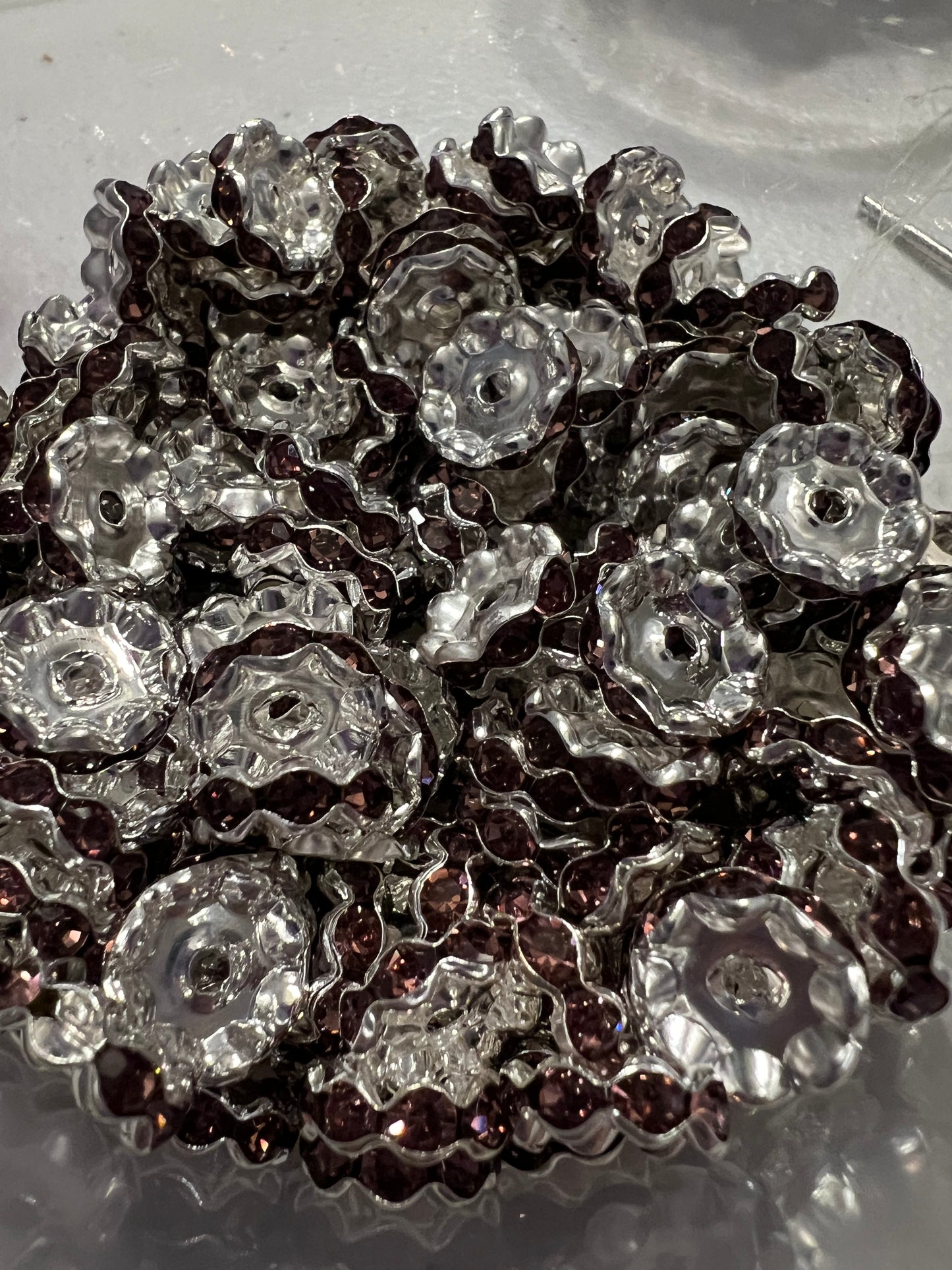 SPACERS-12mm WAVY RHINESTONES  4 Options