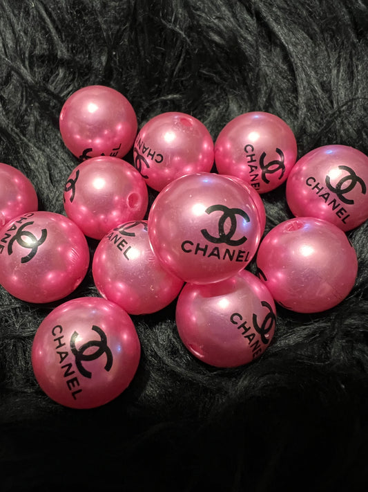 15mm ACRYLIC BEAD- C'S (PINK FAUX PEARL)
